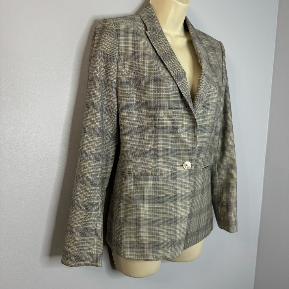 Reiss Grey/Black Check Webb Jacket Wool Blend Slim Fit Career Office Women's 6 - Picture 9 of 16